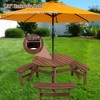 PAGED Outdoor Dining Set Wood Round Patio Dining Set with Built-in Benches, Umbrella Hole for Lawn, Patio, Garden - 4 of 4