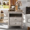 24" Farmhouse Nightstand wtih Charging Station, Square End Table Side Table with 4 Solid Wood Feet &  2 Drawers for Living Room, Bedroom - 2 of 4