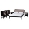 Baxton Studio Shirin Mid-Century Beige Fabric and Black Wood Queen 5-Piece Bedroom Set - 2 of 4