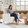 Faux-Shearling Accent Chair with Pillow, Modern Comfy Armchair with Ergonomic Backrest and Padded Armrests - 2 of 4