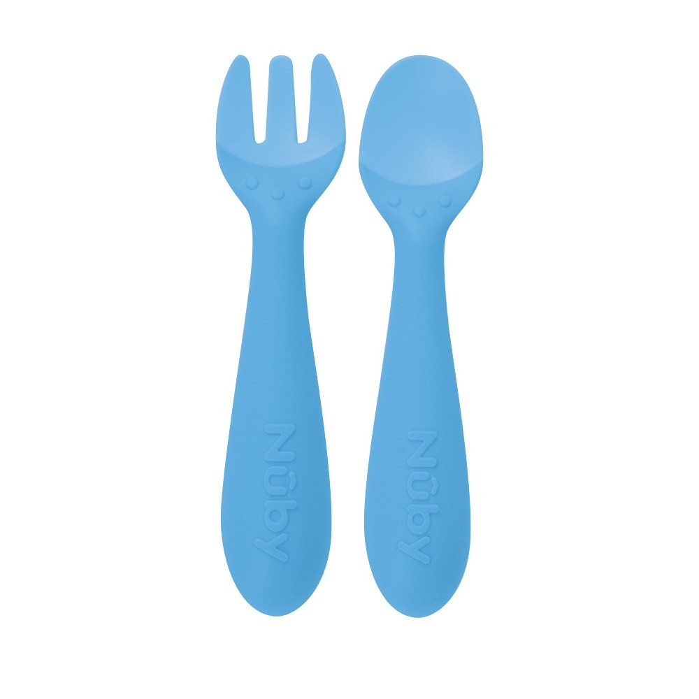 Photos - Other Appliances Nuby Fork and Spoon Set with Hilt - Blue - 2pk 