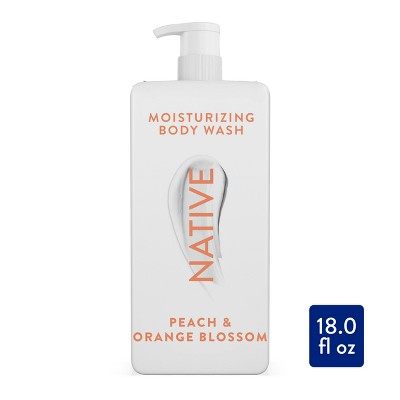 Native Moisturizing Body Wash Shea Butter for Women & Men - 24hr Hydration - Peach & Orange Blossom - Sulfate Free - Paraben Free - 18 fl oz