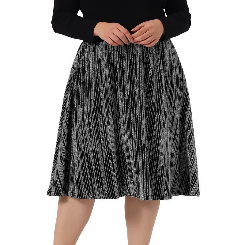 Agnes Orinda Women's Plus Size Metallic Party Disco Sparkle Faux Suede Skirts, 2 of 6