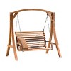 Wood Porch Swing Loveseat with Stand and Chains, Weather-Resistant Grey Finish, Outdoor Swing for Patio, Garden or Backyard-Maison Boucle - 4 of 4