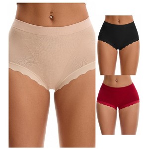 INSPIRE CHIC 3 Packs Women's High Waisted Breathable Tummy Control Underpants - 1 of 4
