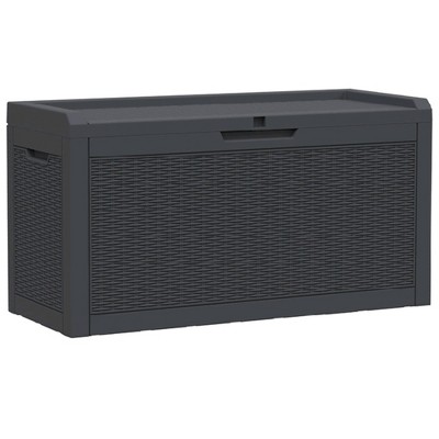 Infurnic Deck Boxes, Outdoor Patio Storage Box with Handle, Waterproof Box for Storage Patio Furniture Garden Tools, Black, 41.93"*17.13"*22.44"