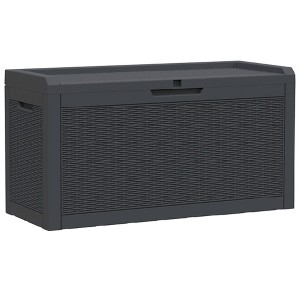 Infurnic Deck Boxes, Outdoor Patio Storage Box with Handle, Waterproof Box for Storage Patio Furniture Garden Tools, Black, 41.93"*17.13"*22.44" - 1 of 4