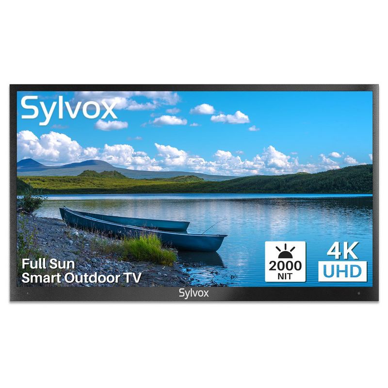 SYLVOX Outdoor TV, 75" Full Sun Outdoor Smart TV, 2000nits 4K UHD HDR, IP55 Waterproof Outside TV Built-in APP, Support WiFi Bluetooth(Pool Series), 1 of 9