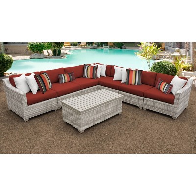 8pc Patio Sectional Seating Set with Cushions - Terracotta - TK Classics