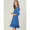 Allegra K Women's Solid Ruffle Hem 3/4 Sleeve A-Line Smocked Short Chiffon Dress - 4 of 4