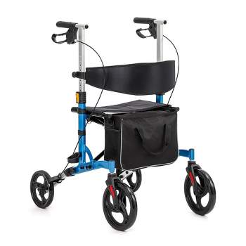 Whizmax Rolling Walkers for Seniors with Widen Seat, Lightweight Aluminium Frame Rollator Walker with Dual Braking System/Thick Backrest/ 4 Wheels