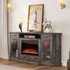 AOXUN 58" Fireplace TV Stand, Entertainment Center with 23" Electric Fireplace for TVs up to 65 Inch, Glass Doors, Media Console Cabinet, Grey - 2 of 4
