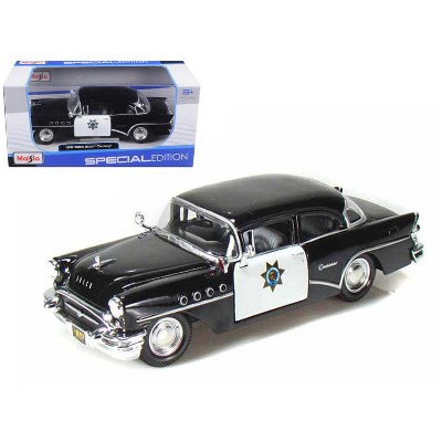 1955 Buick Century Police Car Black and White 1/26 Diecast Model Car by Maisto