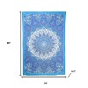 HomeRoots 80" X 56" Royal Blue Blue And White Mandala Cotton Hanging Tapestry - 3 of 4