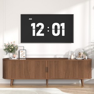 Buenhomino Mid-Century Modern Television Stand, Media Console with Sliding Door, Entertainment Center for TV up to 85 Inch, Adjustable Shelves, Walnut - 1 of 4