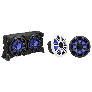 Kicker Marine 51MSC8 Premium 8" & 51MWLE104 10" Loaded Enclosure, LED Marine Audio Upgrade - 1 of 4