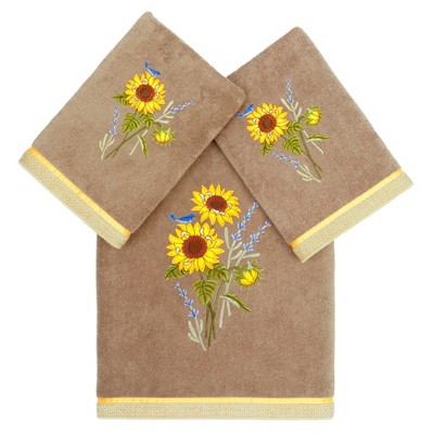 Linum Home Textiles 100% Turkish Cotton GIRASOL Embellished Towel Set