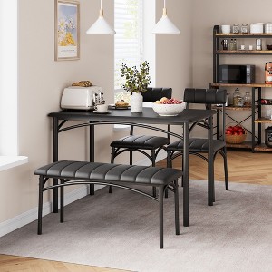 Dining Table Set for 4, Kitchen Table with Upholstered Chairs and Bench, Rectangular Kitchen Table Set for Small Space, Apartment, Home, Studio - 1 of 4