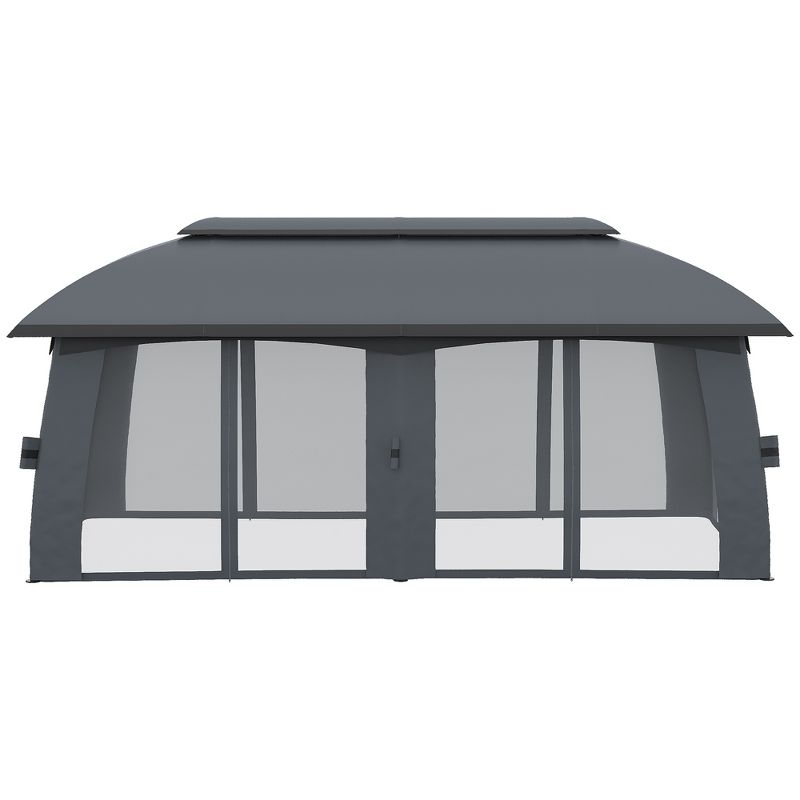 Outsunny Patio Gazebo, Outdoor Gazebo Canopy Shelter with Netting, Vented Roof, Steel Frame for Garden and Lawn, 6 of 9