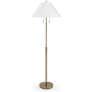 Signature Design by Ashley Haigwood Metal Floor Lamp, Modern Gold Finish with Empire Fabric Shade, Pull Chain Switch, 60W Max - 1 of 4