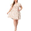Women's Plus Size Floral V Neck Flare Sleeve Elastic Waist Casual A Line Midi Dresses - Agnes Orinda - 2 of 4