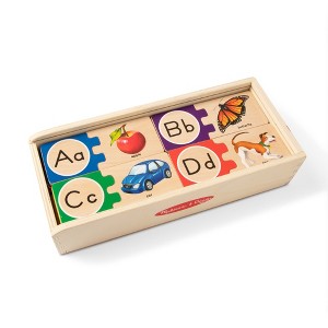 Melissa & Doug Self-Correcting Alphabet Wooden Puzzles with Storage Box 52pc: Educational Toddler Toy, Language & Motor Skills - 1 of 4