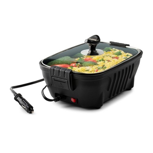 Zone Tech 12V Roaster with Glass Lid Portable Non-Stick - 11.5 inch Pan Stay-Cool Handles, Rapid Heat Up, Perfect For Camping, Picnic and more - image 1 of 4