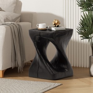 UPHA Wood-like texture Magnesium Oxide Twist Shape Side Table - 1 of 4