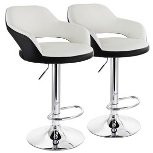 Elama 2 Piece Adjustable Faux Leather Bar Stool Set - 1 of 4