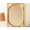 Tan Cane and Wood Mirror – 34 Inch Height – Oval Center, Rectangular Frame By kalalou - 2 of 3