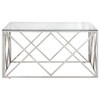 vidaXL Coffee Table Accent End Table Living Room Furniture Stainless Steel - Silver Glass - 2 of 4