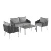 Modern 4-Piece Patio Set Steel Frame with Teslin Rope & Plastic-Wood Table, 600lb Capacity Deep Seating for Outdoor Living - 4 of 4
