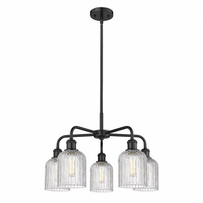Bridal Veil - 5 Light Stem Hung Chandelier In Art Deco Style-14.5 Inches Tall and 23 Inches Wide