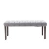 EHMKNP Elegant Upholstered Tufted Velvet Bench – Decorative Dining Bench, Bedroom Accent Stool, Entryway Seating with Wooden Legs - 3 of 4