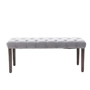 Gulches Faux Fur Storage Bench - Modern Pleated Design with Safety Hinge, Large Space & Metal Feet, Versatile for Living Room as Extra Seating - 1 of 4