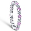 Pompeii3 1 cttw Pink Sapphire & Diamond Wedding Eternity Ring 10k White Gold - 2 of 3