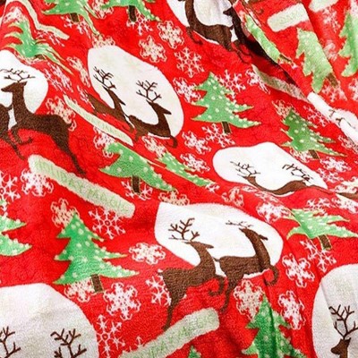 Holiday Magic Red and Green Sherpa Reversible Throw Blanket