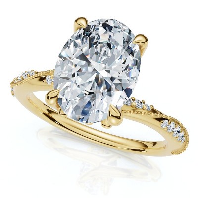 Pompeii3 2 1/5Ct Oval Diamond Engagement Camellia Ring 14k Gold Lab Created