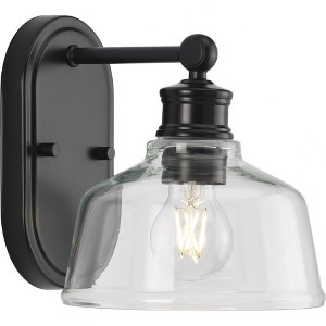 Progress Lighting Singleton 1-Light Vanity Fixture, Steel, Matte Black, Clear Glass Shade - 1 of 4