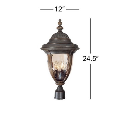 Bellagio Bronze Outdoor Post Light with Champagne Hammered Glass