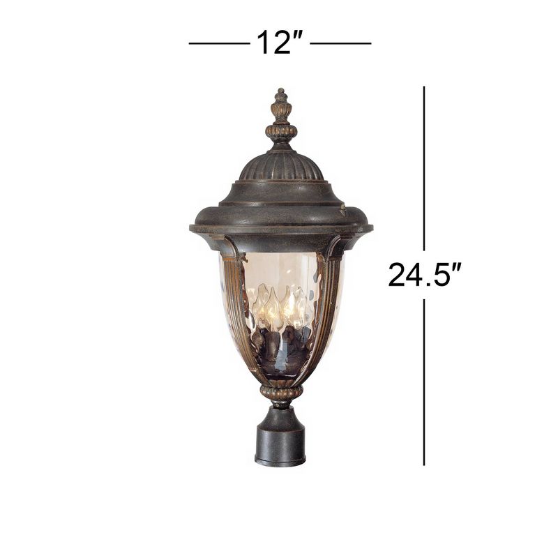 John Timberland Bellagio Rustic Farmhouse Outdoor Post Light Fixture Veranda Bronze 24 1/2" Champagne Hammered Glass for Exterior Barn Deck House Home, 4 of 6
