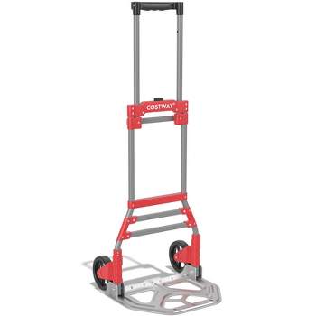 Costway Heavy Duty Hand Truck 660lbs Capacity Trolley Cart With Foldable  Nose Plate Black/red : Target