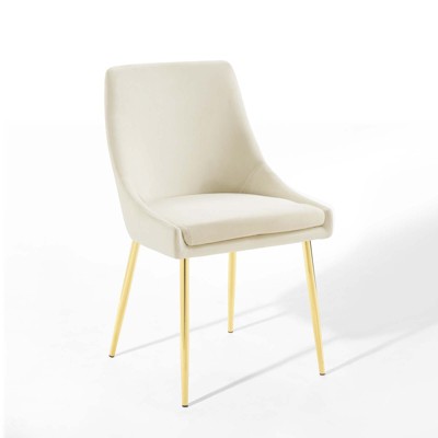 Elegant Gold and Ivory Velvet Upholstered Dining Chair