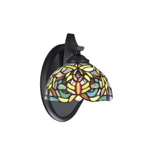 Toltec Lighting Zilo 1 - Light Sconce in  Matte Black with 7" Kaleidoscope Art Glass Shade - 1 of 1