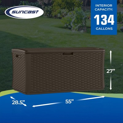 Suncast Extra Large Brown Wicker 134-Gallon Lockable Deck Box