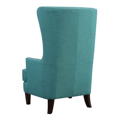 Heirloom Teal High-Back Accent Chair with Studded Trim