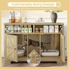 47'' Large Cat Litter Box Enclosure with Double Doors, Storage & Divider, Hidden Cat House Cabinet for Multi-Cat Homes-3irtyhousy - 3 of 4