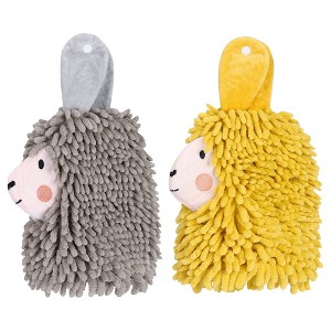 REGALWOVEN Cute Cartoon Alpaca Soft Absorbent Chenille Decorative Hand Towels 2 Pcs - 1 of 4