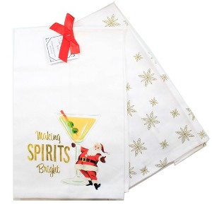 28.0 Inch Making Spirits Bright Kitchen 100% Cotton Martini Kitchen Towel - 1 of 3