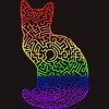 Adult Design By Humans Pride Rainbow Cat Maze By MisoKnotty T-Shirt - 2 of 2